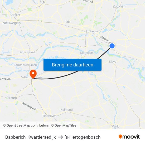 Babberich, Kwartiersedijk to 's-Hertogenbosch map