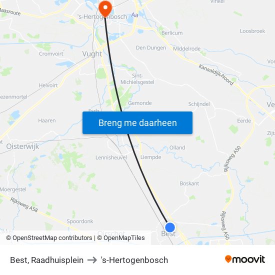 Best, Raadhuisplein to 's-Hertogenbosch map