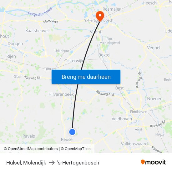 Hulsel, Molendijk to 's-Hertogenbosch map