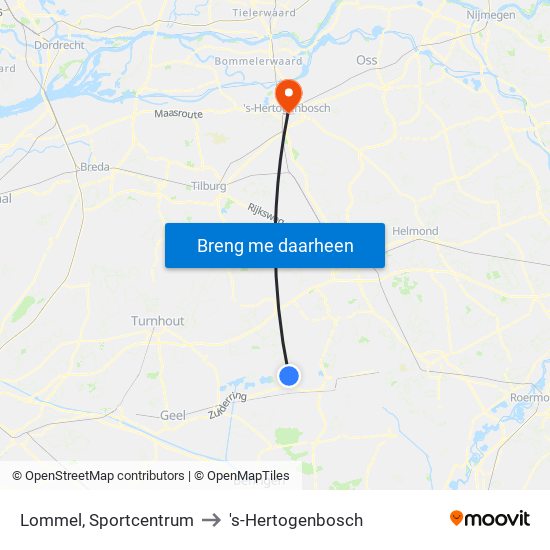 Lommel, Sportcentrum to 's-Hertogenbosch map