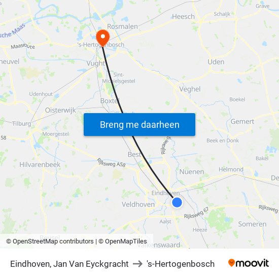 Eindhoven, Jan Van Eyckgracht to 's-Hertogenbosch map