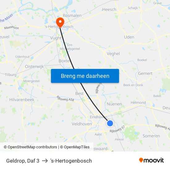 Geldrop, Daf 3 to 's-Hertogenbosch map