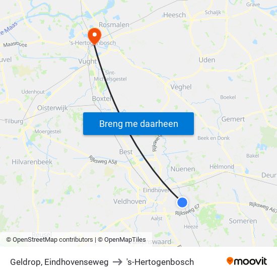 Geldrop, Eindhovenseweg to 's-Hertogenbosch map