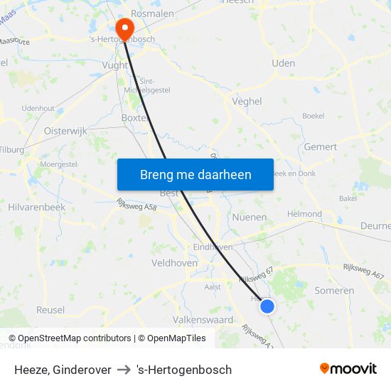 Heeze, Ginderover to 's-Hertogenbosch map