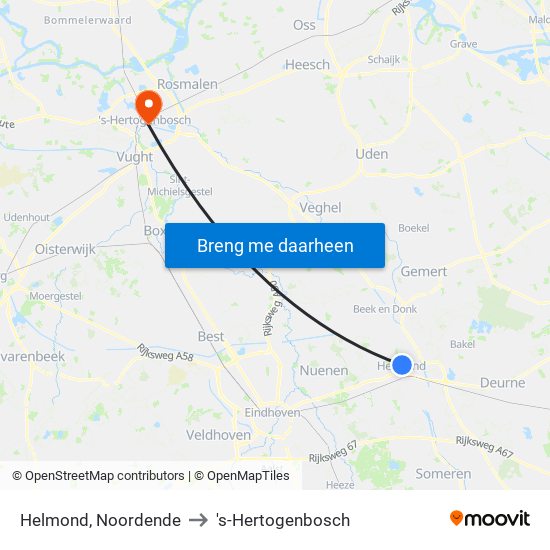 Helmond, Noordende to 's-Hertogenbosch map