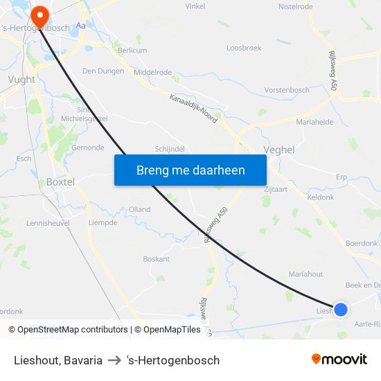 Lieshout, Bavaria to 's-Hertogenbosch map