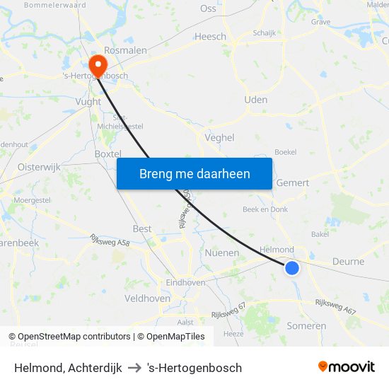 Helmond, Achterdijk to 's-Hertogenbosch map