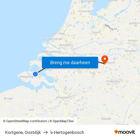 Kortgene, Oostdijk to 's-Hertogenbosch map
