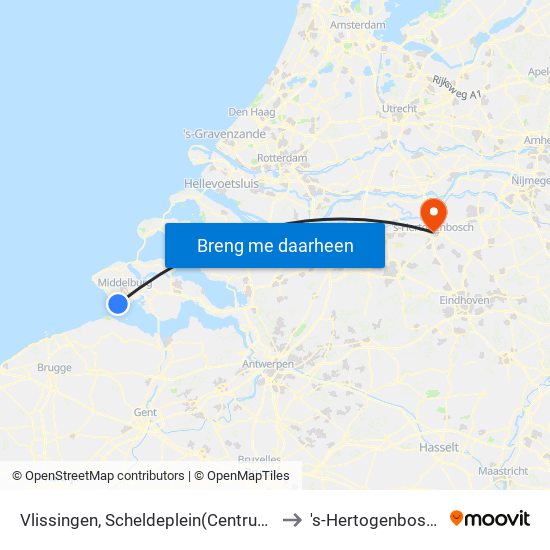 Vlissingen, Scheldeplein(Centrum) to 's-Hertogenbosch map