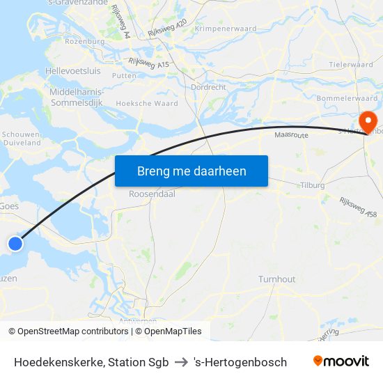 Hoedekenskerke, Station Sgb to 's-Hertogenbosch map