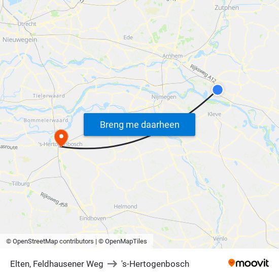 Elten, Feldhausener Weg to 's-Hertogenbosch map