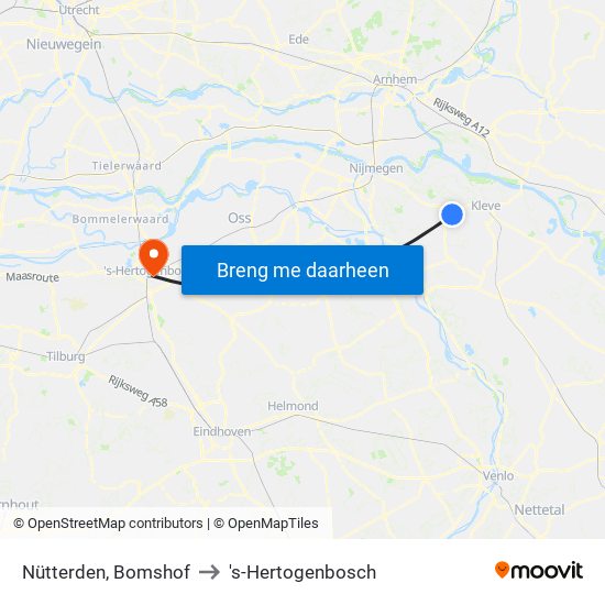 Nütterden, Bomshof to 's-Hertogenbosch map