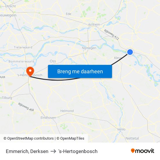 Emmerich, Derksen to 's-Hertogenbosch map
