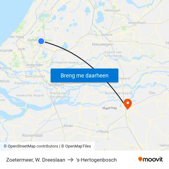 Zoetermeer, W. Dreeslaan to 's-Hertogenbosch map