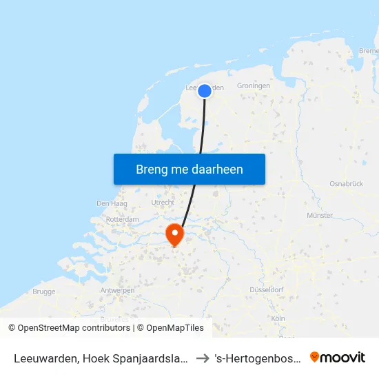 Leeuwarden, Hoek Spanjaardslaan to 's-Hertogenbosch map