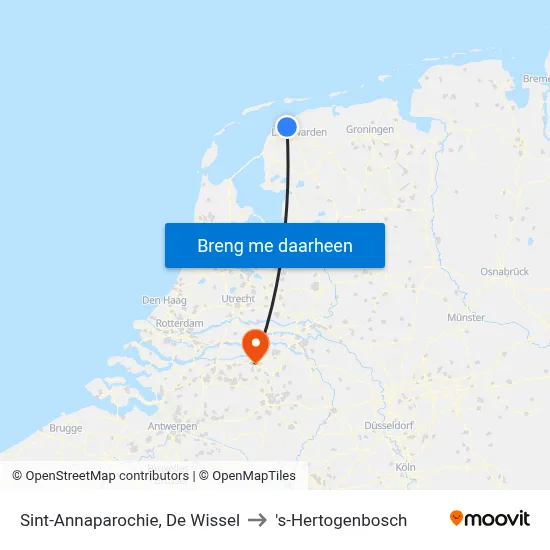Sint-Annaparochie, De Wissel to 's-Hertogenbosch map
