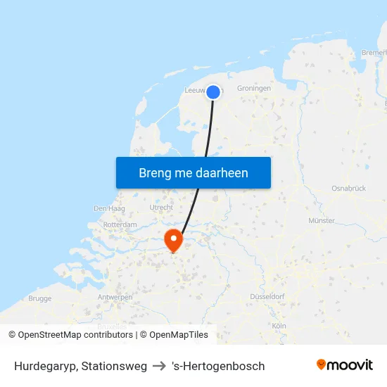 Hurdegaryp, Stationsweg to 's-Hertogenbosch map