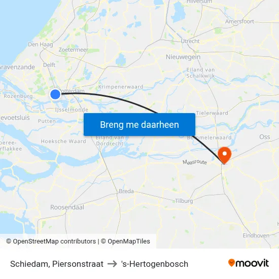 Schiedam, Piersonstraat to 's-Hertogenbosch map