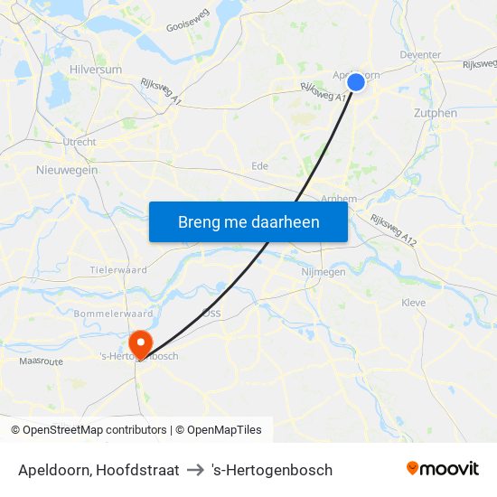 Apeldoorn, Hoofdstraat to 's-Hertogenbosch map
