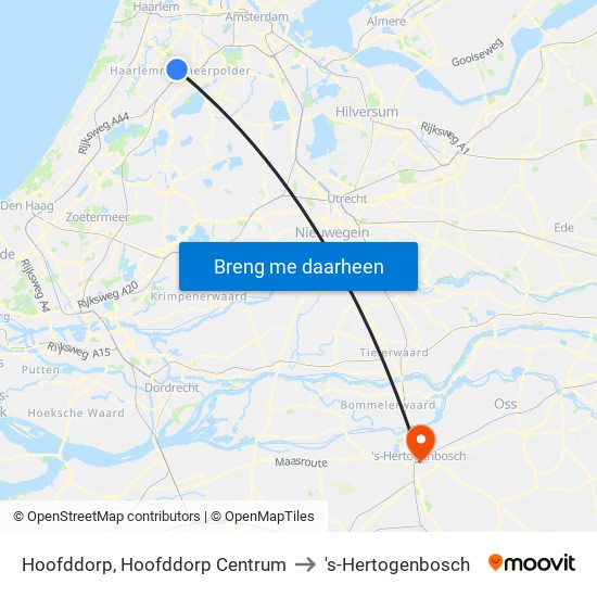 Hoofddorp, Hoofddorp Centrum to 's-Hertogenbosch map