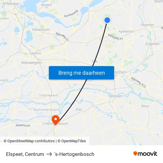 Elspeet, Centrum to 's-Hertogenbosch map