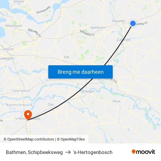 Bathmen, Schipbeeksweg to 's-Hertogenbosch map