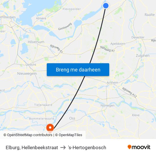 Elburg, Hellenbeekstraat to 's-Hertogenbosch map