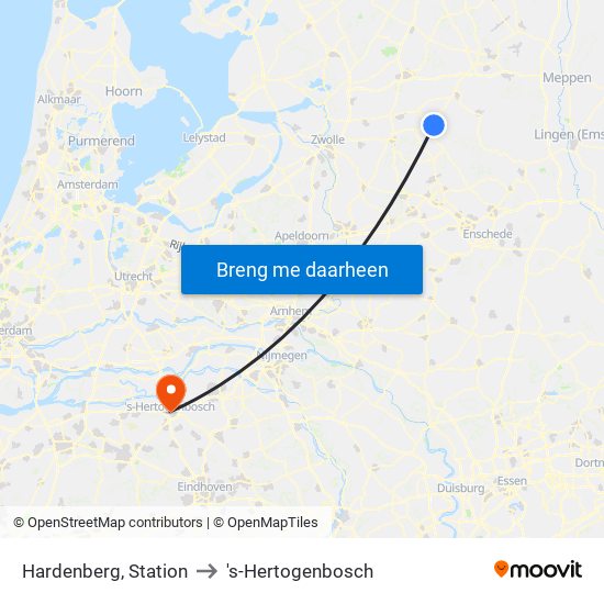 Hardenberg, Station to 's-Hertogenbosch map