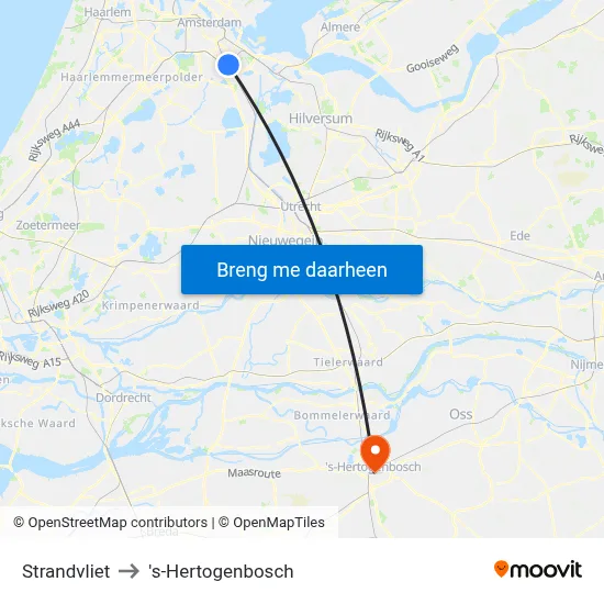 Strandvliet to 's-Hertogenbosch map