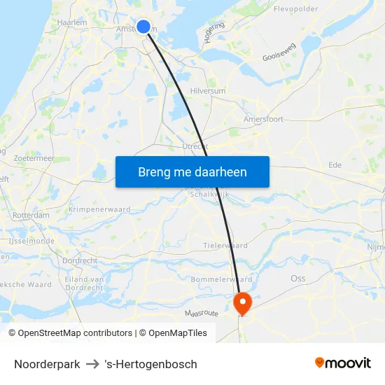 Noorderpark to 's-Hertogenbosch map