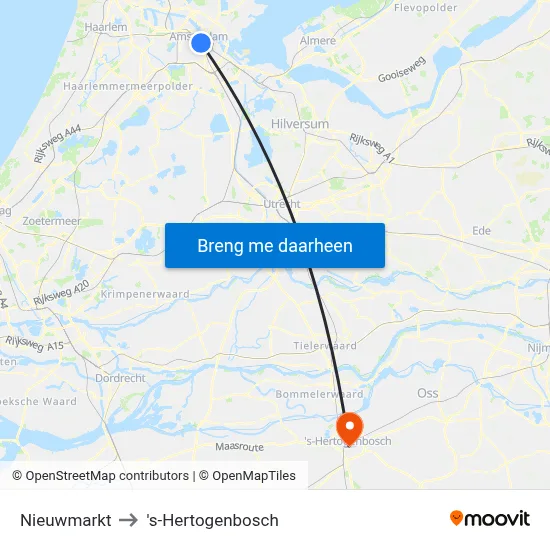Nieuwmarkt to 's-Hertogenbosch map