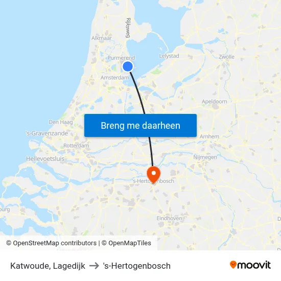Katwoude, Lagedijk to 's-Hertogenbosch map