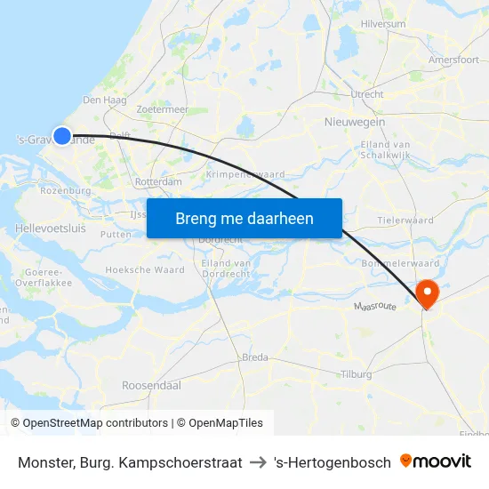 Monster, Burg. Kampschoerstraat to 's-Hertogenbosch map