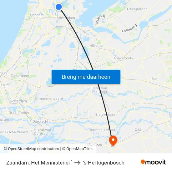 Zaandam, Het Mennistenerf to 's-Hertogenbosch map