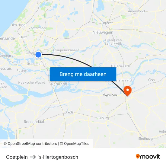 Oostplein to 's-Hertogenbosch map