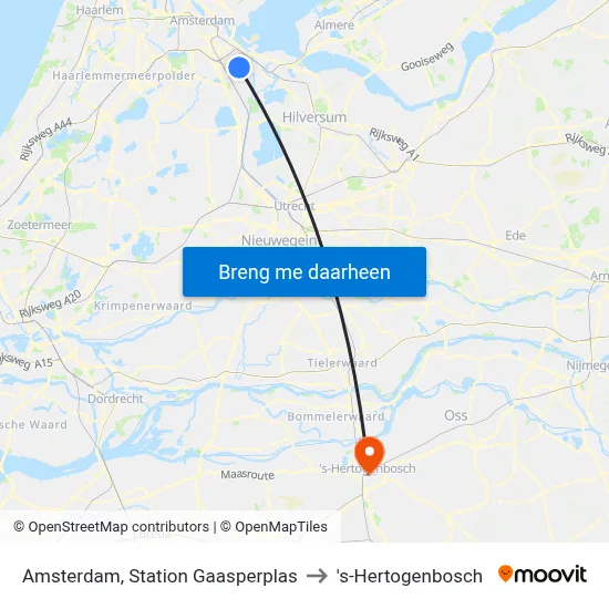 Amsterdam, Station Gaasperplas to 's-Hertogenbosch map