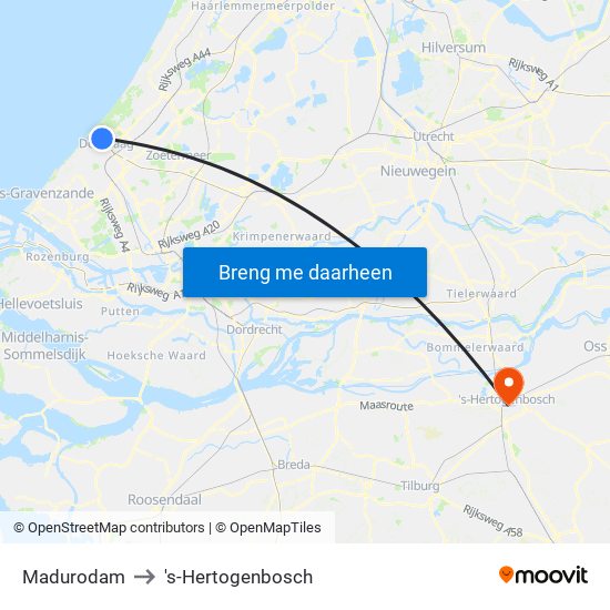 Madurodam to 's-Hertogenbosch map