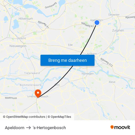 Apeldoorn to 's-Hertogenbosch map