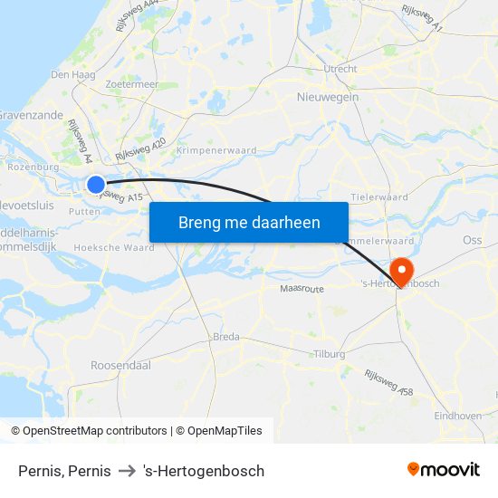 Pernis, Pernis to 's-Hertogenbosch map