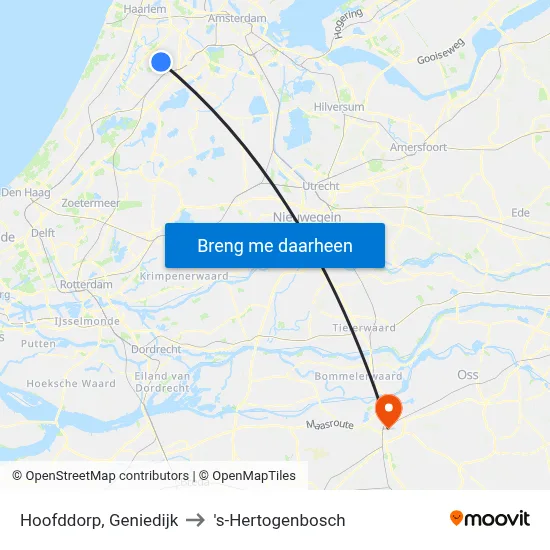 Hoofddorp, Geniedijk to 's-Hertogenbosch map