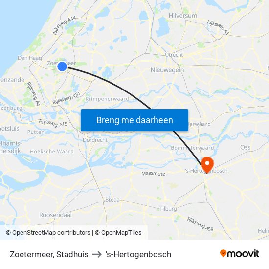 Zoetermeer, Stadhuis to 's-Hertogenbosch map