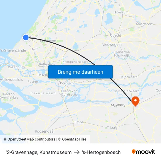 'S-Gravenhage, Kunstmuseum to 's-Hertogenbosch map