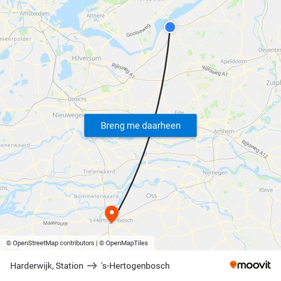 Harderwijk, Station to 's-Hertogenbosch map
