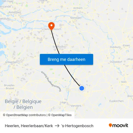 Heerlen, Heerlerbaan/Kerk to 's-Hertogenbosch map