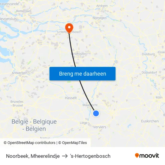 Noorbeek, Mheerelindje to 's-Hertogenbosch map