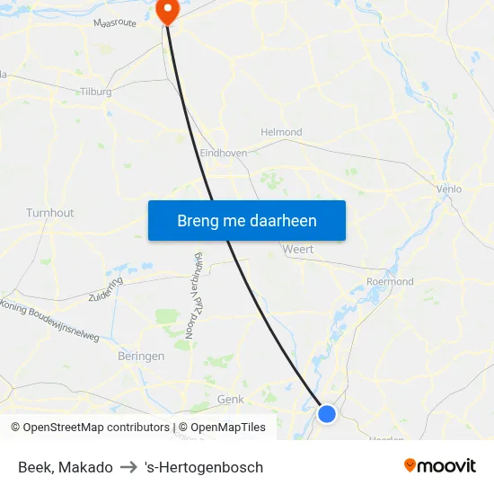Beek, Makado to 's-Hertogenbosch map