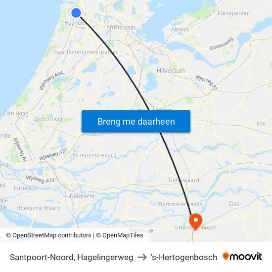 Santpoort-Noord, Hagelingerweg to 's-Hertogenbosch map