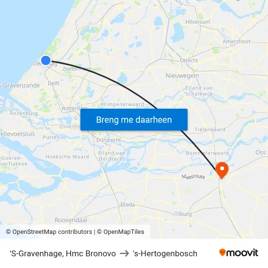 'S-Gravenhage, Hmc Bronovo to 's-Hertogenbosch map