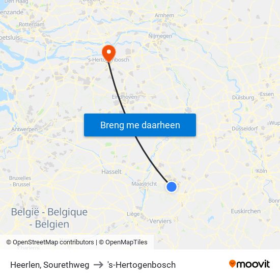 Heerlen, Sourethweg to 's-Hertogenbosch map