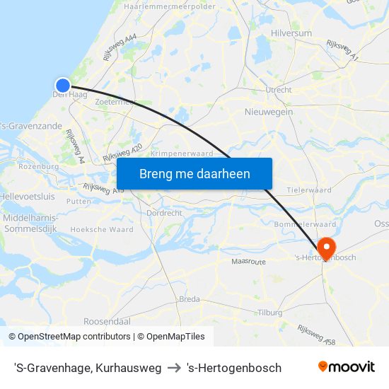 'S-Gravenhage, Kurhausweg to 's-Hertogenbosch map